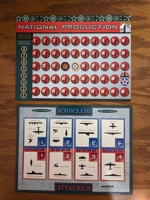 Axis & Allies EUROPE 1999 Replacement Game Cards: BATTLE BOARD, NAT'L PRODUCTION