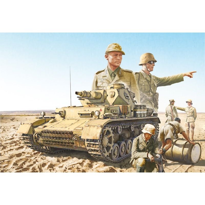 Char miniature Pz.Kpfw.IV F1/F2/G à assembler avec tourelle mobile et figurines militaires Afrika
