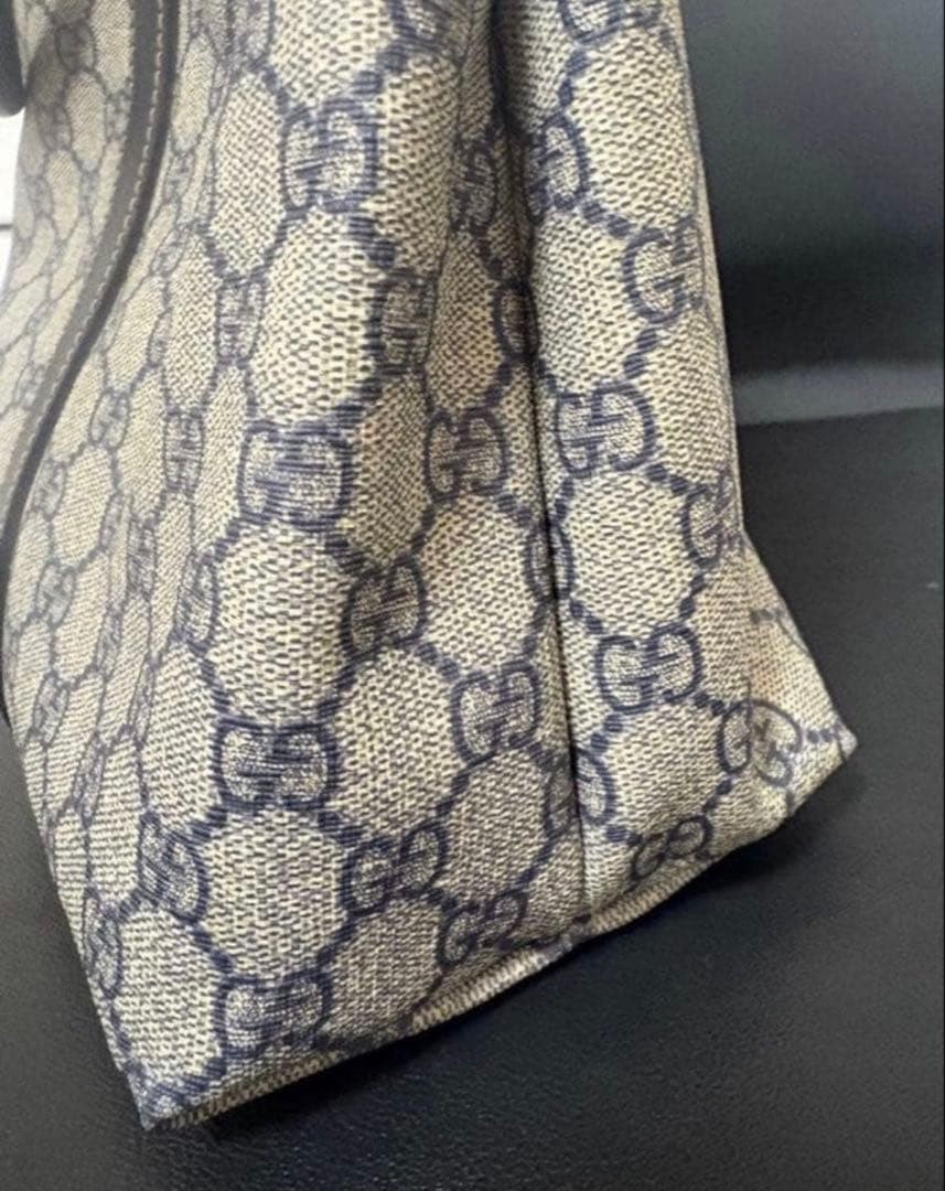 GUCCI GG Pattern Tote Bag Beige/Black Leather Large Authentic Vintage thumbnail 5