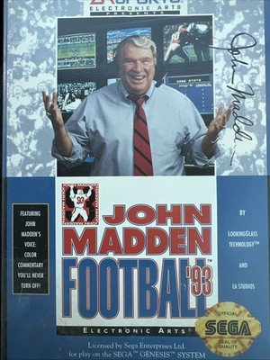 John Madden Football Sega Genesis 1990 Authentic Game Cartridge, Complete in Box