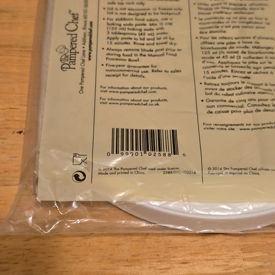 Pampered Chef Manual Food Processor Replacement Lid 2588 For Part 2581 White New - Image 4 of 4