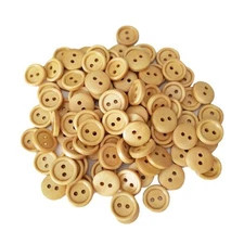 100Pcs Wood Buttons for Sewing 2 Holes Round Brown Clothing