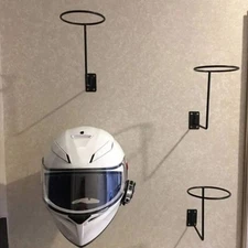 Motorcycle Helmet Wall Mount Rack Metal Hat & Gear Display Holder Black or White