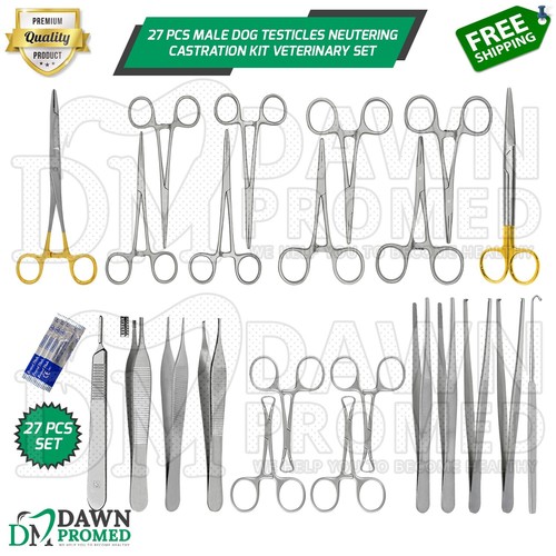 27 Pcs Male Dog Testicles Neutering Castration Kit German Grade