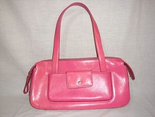 Monsac Original Solid Pink Leather Shoulder Handbag W/multiple Pockets