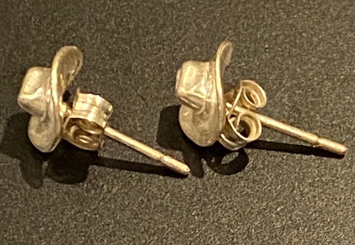 Unique Solid Hallmark Sterling Cowboy Hat Earring… - image 1