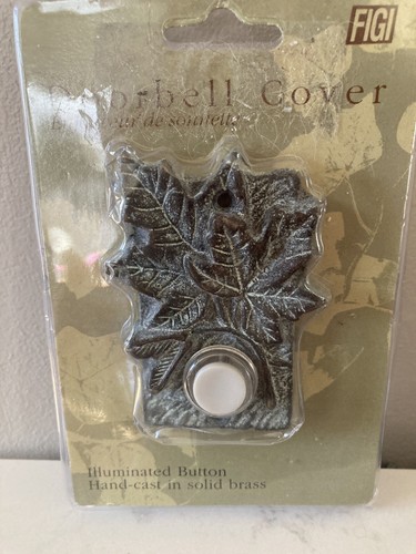 Figi Hand Cast Solid Brass ๐ Maple Leaves Lighted Doorbell Cover New Vintage - Picture 2 of 3