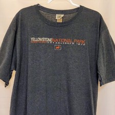 Yellowstone National Park Graphic Short Sleeve Gray T Shirt Men's XL Made In USA