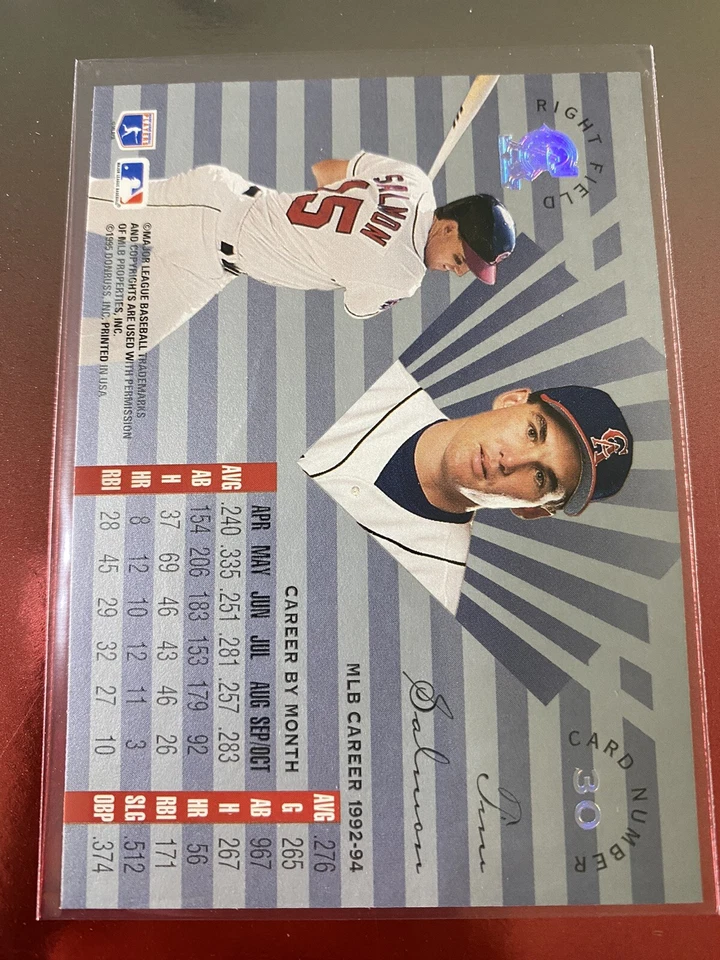 1995 LEAF LIMITED Prism Foil Tim Salmon #30 Baseball Card CA Angels '90s Vintage - Image 2 of 2