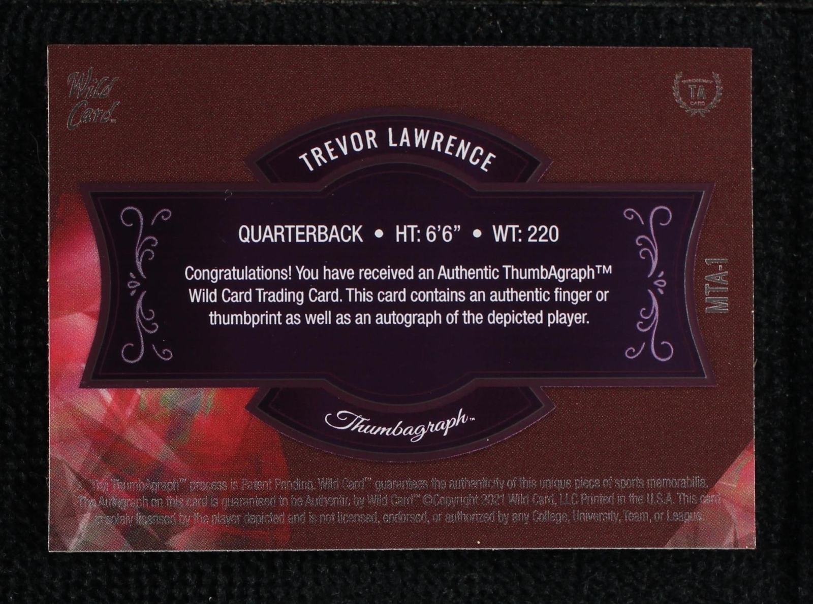 2021 Wild Card MATTE Trevor Lawrence #MTA-1 for sale | eBay