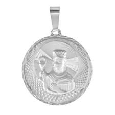Colgante/dije de plata de ley de Santa Bárbara, cadena de caja italiana