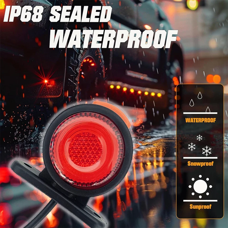 1Pair 12V 24V Led Side Marker Lights Indicator Outline Rubber Lamp Trailer Truck - Image 4 of 4