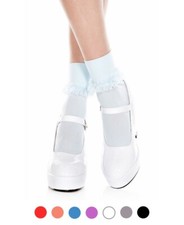 Brand New Opaque Ankle High Socks With Ruffle Trim Music Legs 513