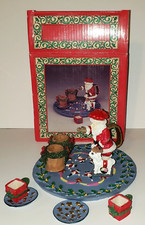 MINIATURE RESIN CHRISTMAS TEA SET Santa Gifts Decor Cup 1990s