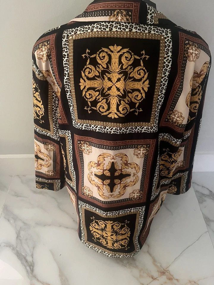 ✨BOOHOO Mujer Barroco Dorado/Negro Blazer Talla 14 Nuevo Con Etiquetas Foto 3 de 4