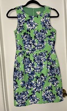 J Crew Women’s Dress Size 0 Blue Green Floral Sleeveless Pockets Spring Easter