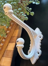 Vintage General Store Receipt Dual Hook White Metal Iron Wall Hanging Heavy Duty