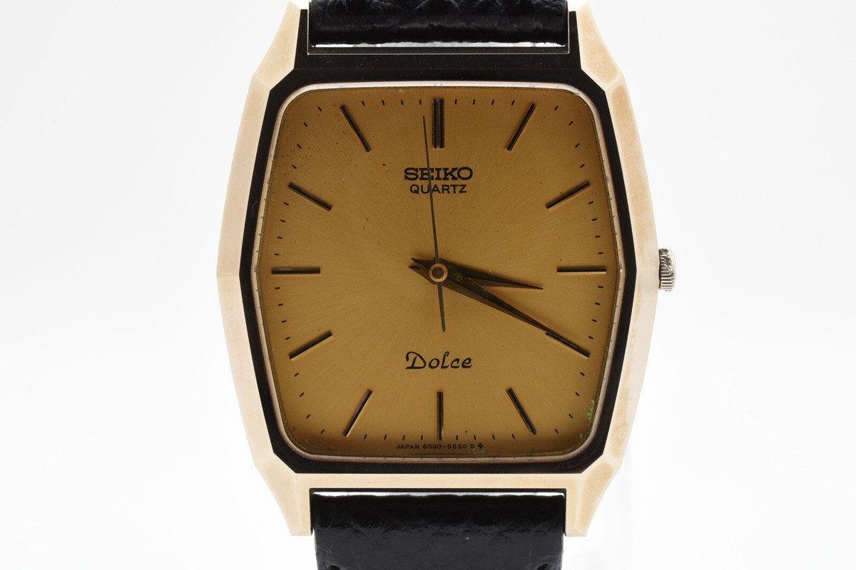 時計 SEIKO DOLCE NSAG 6030-5480 QUARTZ N Mint] SEIKO Dolce 6030-5480 Gold Dial Quartz Tank Men's