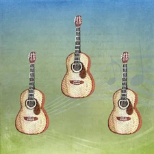 Guitar Patches (3-Pack) Musical Embroidered Iron On Patch Applique