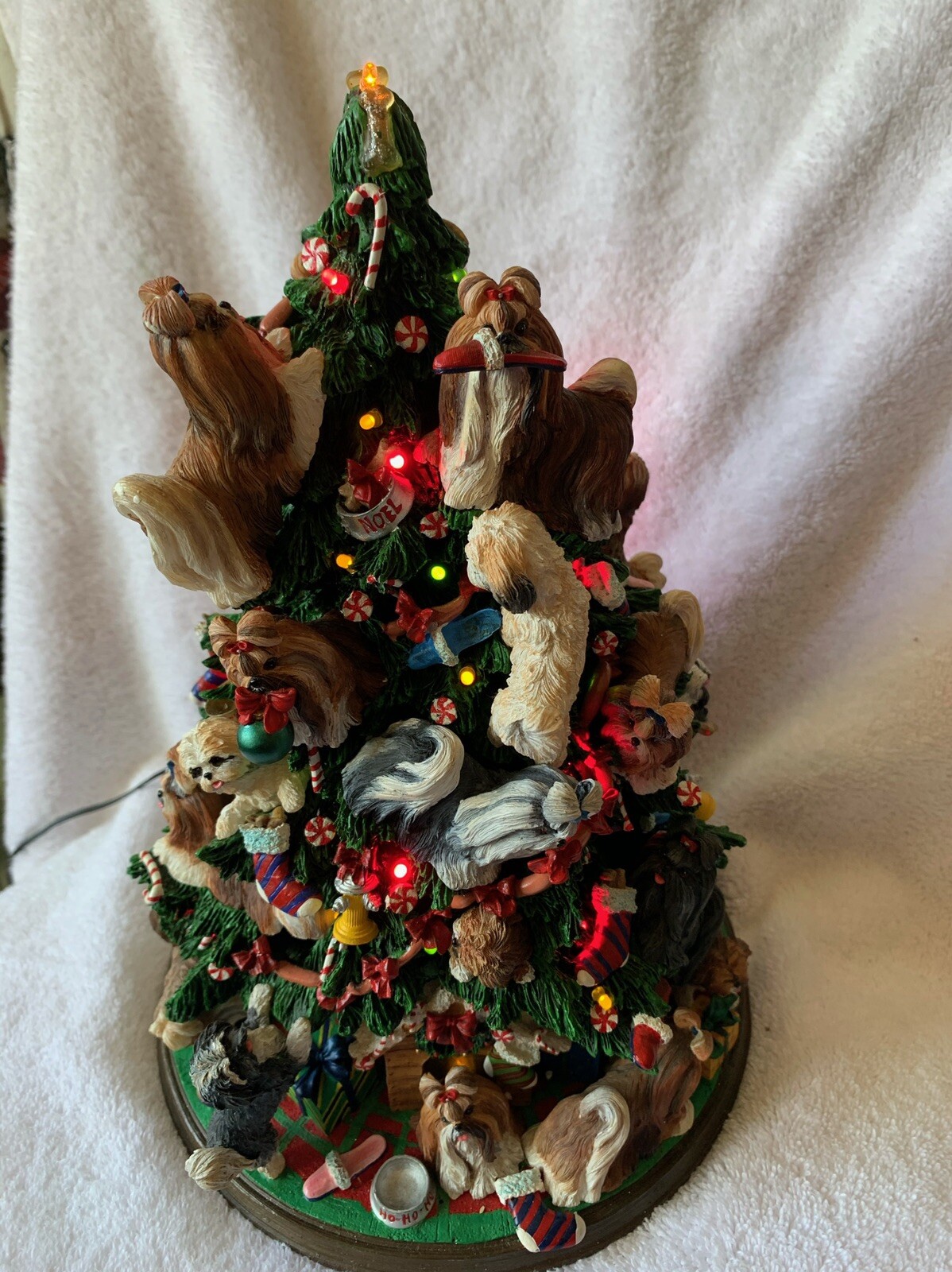 Retired Danbury Mint Shih Tzu Dog Christmas Tree Lighted Figurine eBay