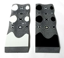 2 Pcs BLACK / WHITE LAYERED .250" G-10  KNIFE HANDLE MATERIAL SCALES  