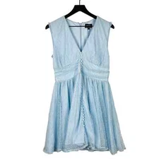 NWT Bardot (8 M) Nordstrom Lace Mini Fit & Flare Dress Button Down Blue