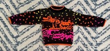 Vintage 90s McDonalds McKids Neon Dinosaurs Animal Sweater Size 5-6