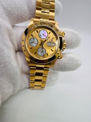 RARE FESTINA Chronograph F652-F25A- Solid 18K Gold  Daytona Style  SWISS MADE