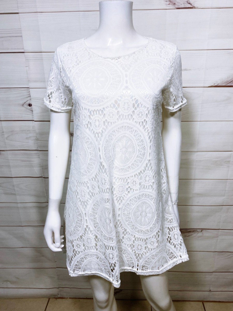 white lace summer dress plus size Elegant Boho White Lace Midi Dress for Spring & Summer main image 1