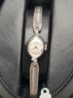 old vintage Lady Elgin 23 Jewel Wristwatch 14k White Gold Case