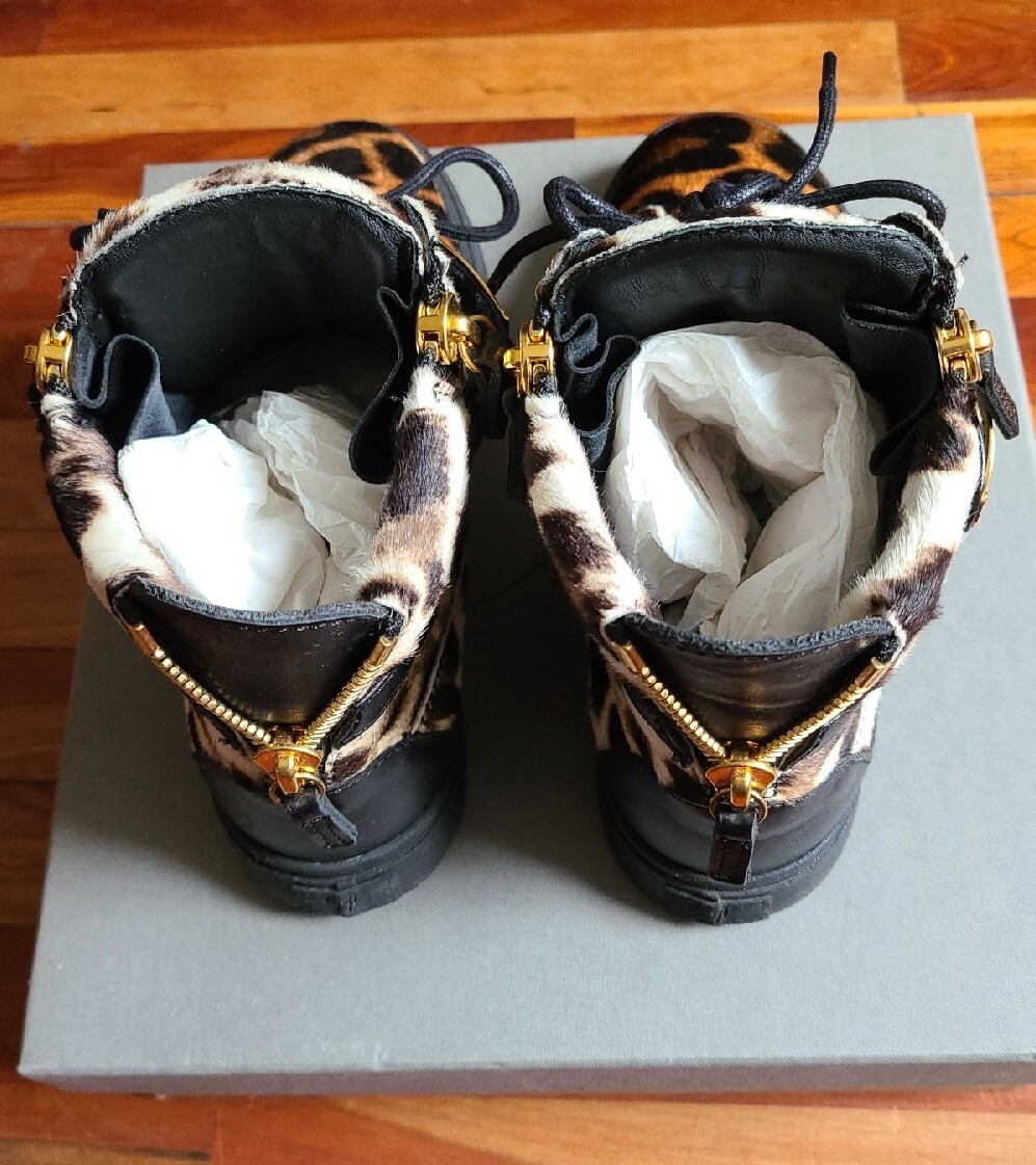 GIUSEPPE ZANOTTI BLACK/BROWN/CREAM/ LEOPARD CALF HAIR HIGH  display picture 1