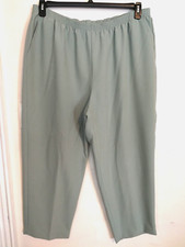 Alfred Dunner Womens Pants 22W Plus Green Dress Pockets Pull On Elastic Waist