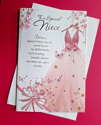 SIMON ELVIN / IN TOUCH Niece Birthday Card 9"x6" Nice Special Long Verse Large 9"x6"
