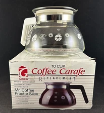 GEMCO 10 CUP COFFEE CARAFE REPLACEMENT WHITE FLORAL FOR MR. COFFEE PROCTOR SILEX