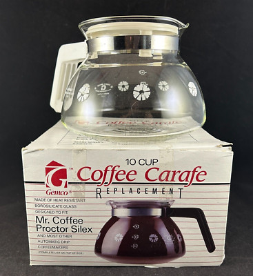 GEMCO 10 CUP COFFEE CARAFE REPLACEMENT WHITE FLORAL FOR MR. COFFEE PROCTOR SILEX