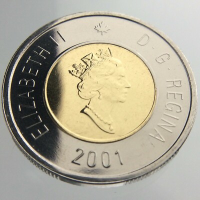 2001 Canada 2 Dollar Aluminum-Bronze KM 449 Proof Circulated Coin 118D
