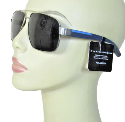 M BY MAXSTUDIO.COM Womens Silver Rims Blue Arms Polarized Sunglasses MX9457