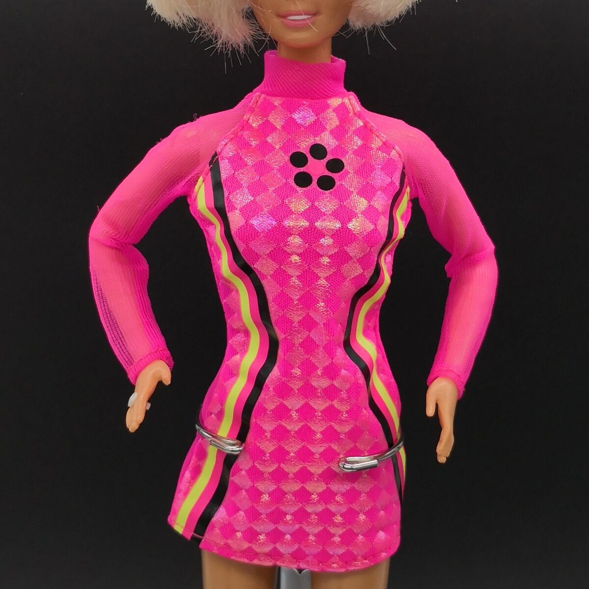 Mattel Barbie Roupas Anos 90 VESTIDO CURTO ROSA NEON Roupa Moda 11 Boneca  Jenny