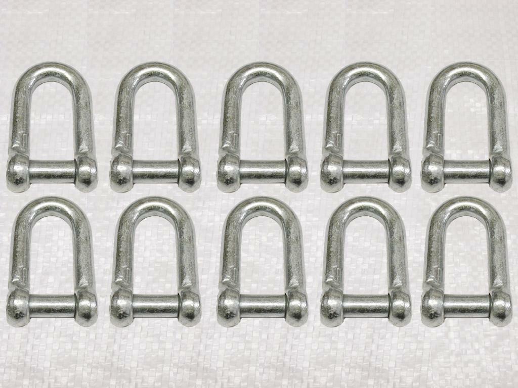 x10 11MM Galvanised Steel Commercial Dee Shackle With Countersunk Pin - Flush