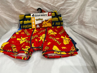 Pokemon Pikachu Boys 4 Pk Boxer Briefs U pick Sizes Athletic Fit New