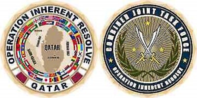 COMBINED TASK FORCE OIR QATAR OPERATION INHERENT RESOLVE 1.75'' CHALLENGE COIN