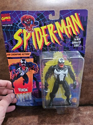 ToyBiz MARVEL VENOM JAW CHOMPING ACTION SPIDERMAN ANIMATED SERIES FIGURE 1994.