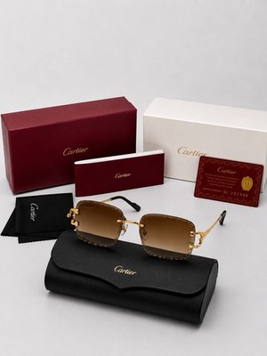 Big C Diamond Cut Frameless Light Brown Lens /Gold Frame.