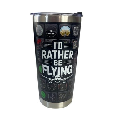 Id Rather Be Flying Pilot Themed Stainless Steel Coffee Cup With Lid