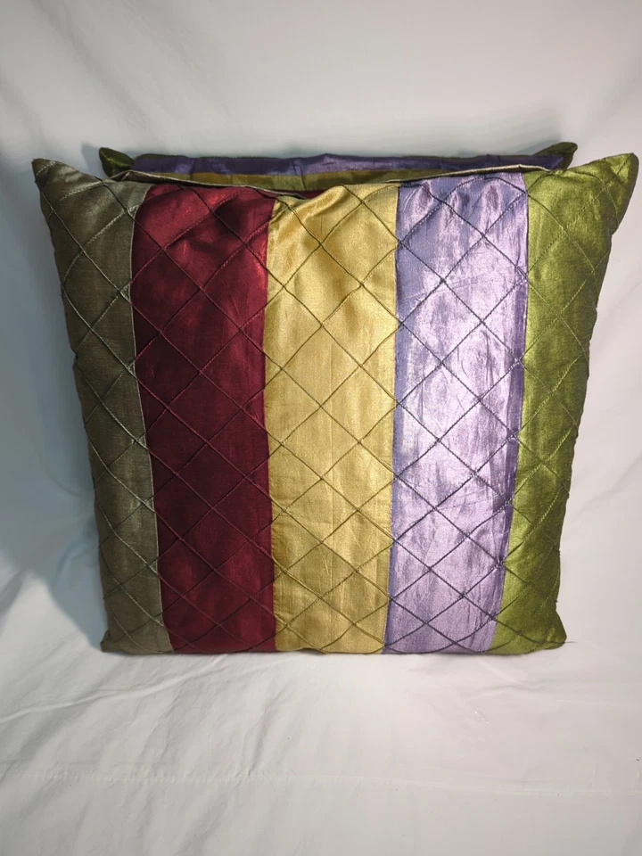 2 Silky Jewel Tone Pillows 16x16 Zippered  - Image 3 of 4