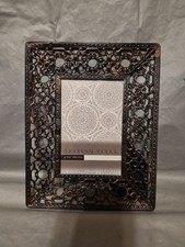 Artisan Style 4" X 6" Standing Photo Frame Bronze Tone Metal Lattice Border