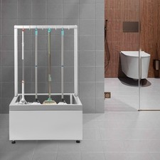 Stainless Steel Mop Sink Cleaning Rack with 8 Hooks Rack Adjustable 300kg Load