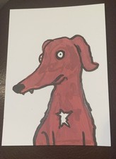 Aceo Original Hand Drawn Acrylic Marker Hilarious Dog Face