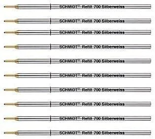SCHMIDT Kugelschreiberminen - S 700 - silber weiß - MEDIUM - PK 10
