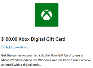 $100.00 Xbox Digital Gift Card